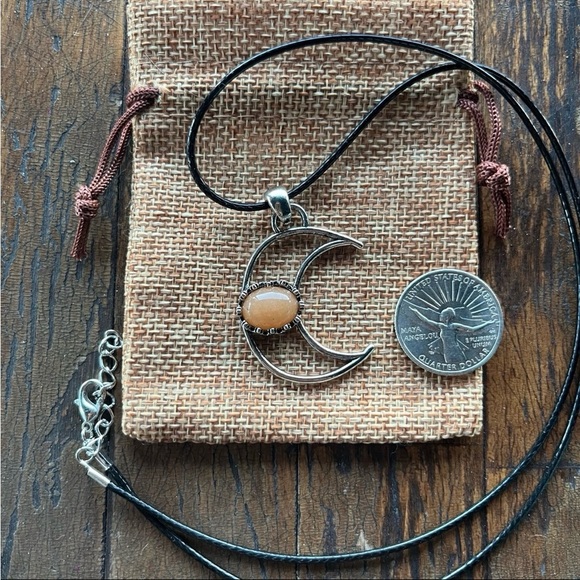 Sunstone Celestial Necklace Sunstone Necklace Crystal Moon Necklace - Picture 2 of 3